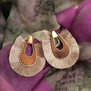 Gray Tassel Oval Dangling earrings